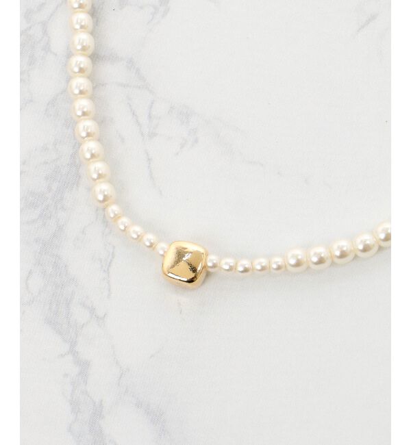  「2連パール&times;リボンネックレス」|ネックレス|