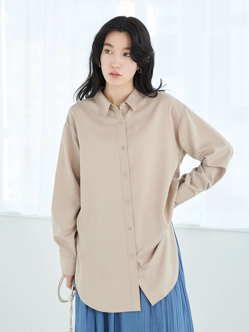 earth music&ecology「微起毛シャツチュニック」|チュニック|グレーベージュ