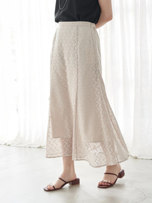earth music&ecology「リーフ柄レーススカート」|スカート|