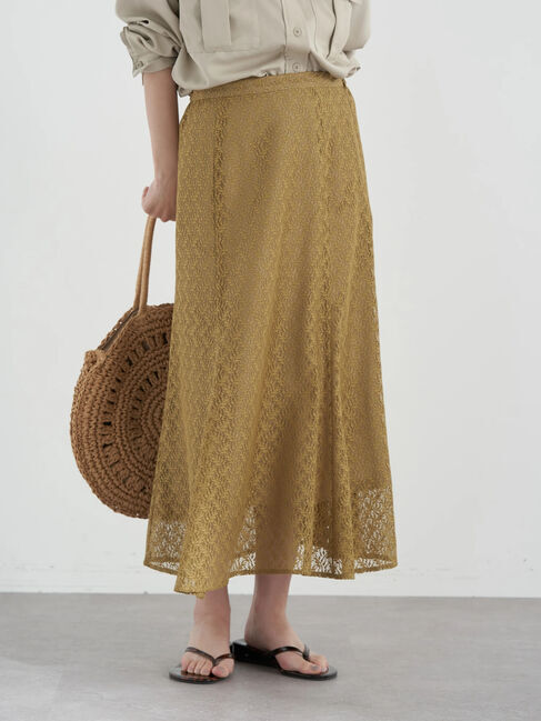 earth music&ecology「リーフ柄レーススカート」|スカート|