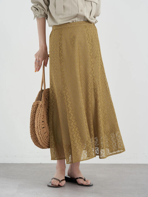 earth music&ecology「リーフ柄レーススカート」|スカート|