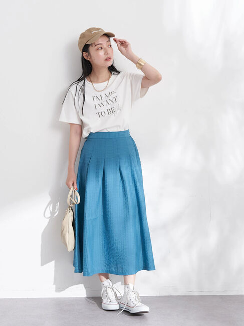 earth music&ecology「ストライプジャガードフレアスカート」|スカート|