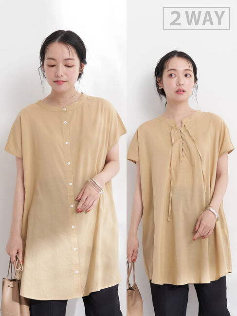 earth music&ecology「バックレースアップチュニック」|チュニック|