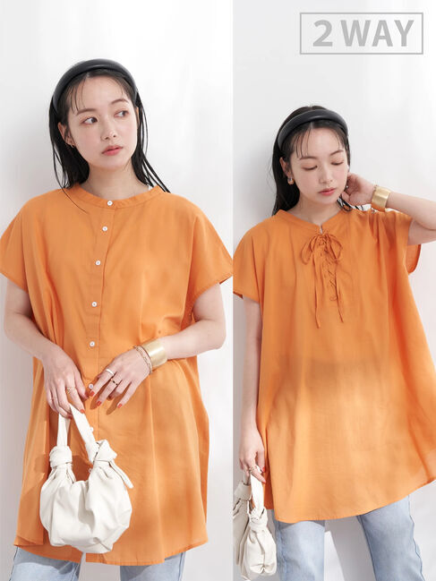 earth music&ecology「バックレースアップチュニック」|チュニック|