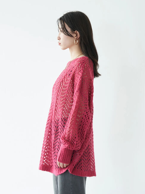 earth music&ecology「ヘアリー透かし柄ニットプルオーバー」|ニット・セーター|