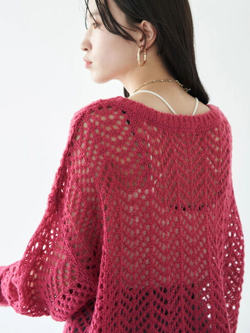 earth music&ecology「ヘアリー透かし柄ニットプルオーバー」|ニット・セーター|