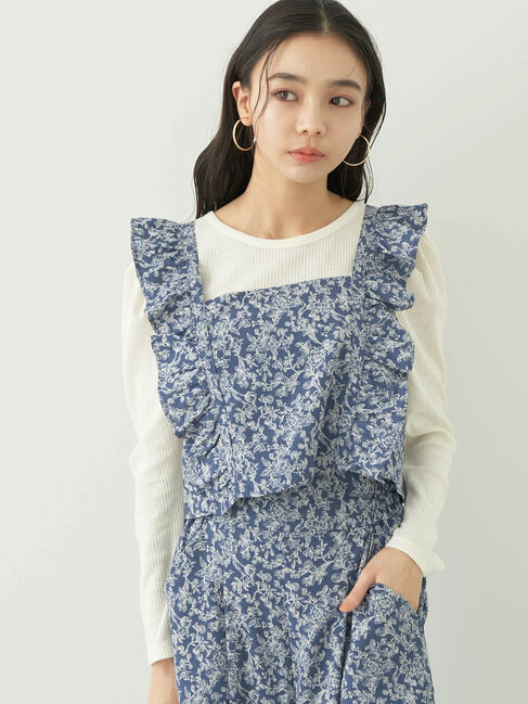 earth music&ecology「隠れウサギ柄ビスチェ」|Tシャツ・カットソー|ネイビー