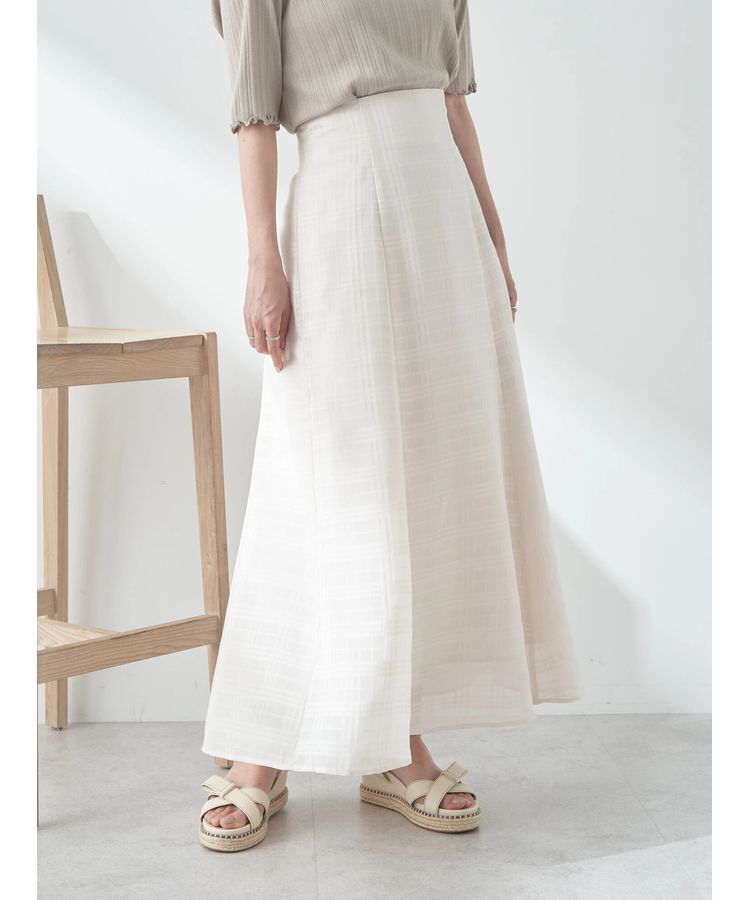 earth music&ecology「シアーチェックフレアスカート」|フレア|Ivory