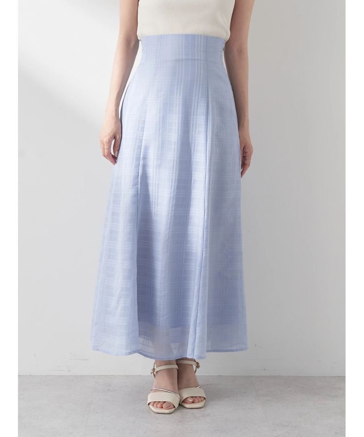 earth music&ecology「シアーチェックフレアスカート」|フレア|