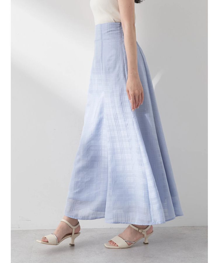 earth music&ecology「シアーチェックフレアスカート」|フレア|