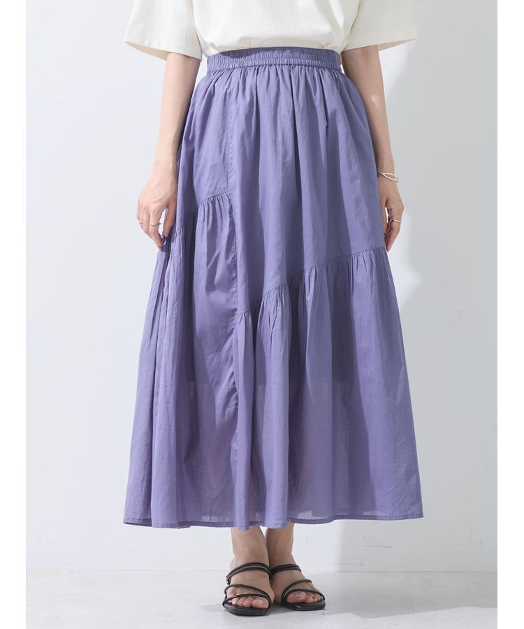 earth music&ecology「コットンボイルランダム切替フレアスカート」|フレア|