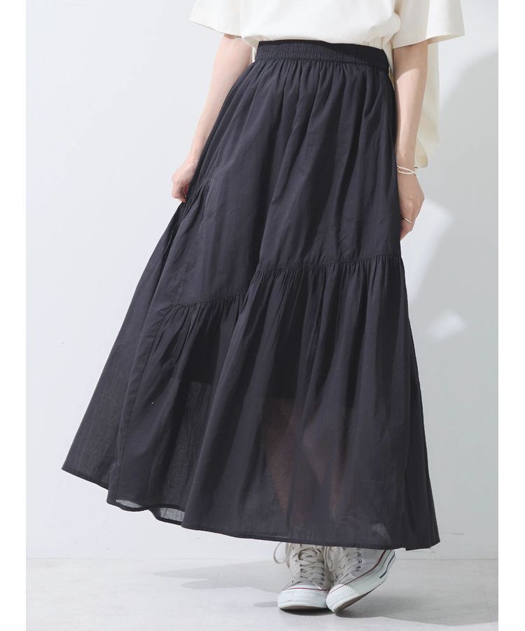 earth music&ecology「コットンボイルランダム切替フレアスカート」|フレア|
