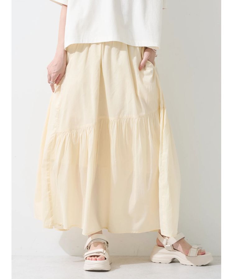 earth music&ecology「コットンボイルランダム切替フレアスカート」|フレア|