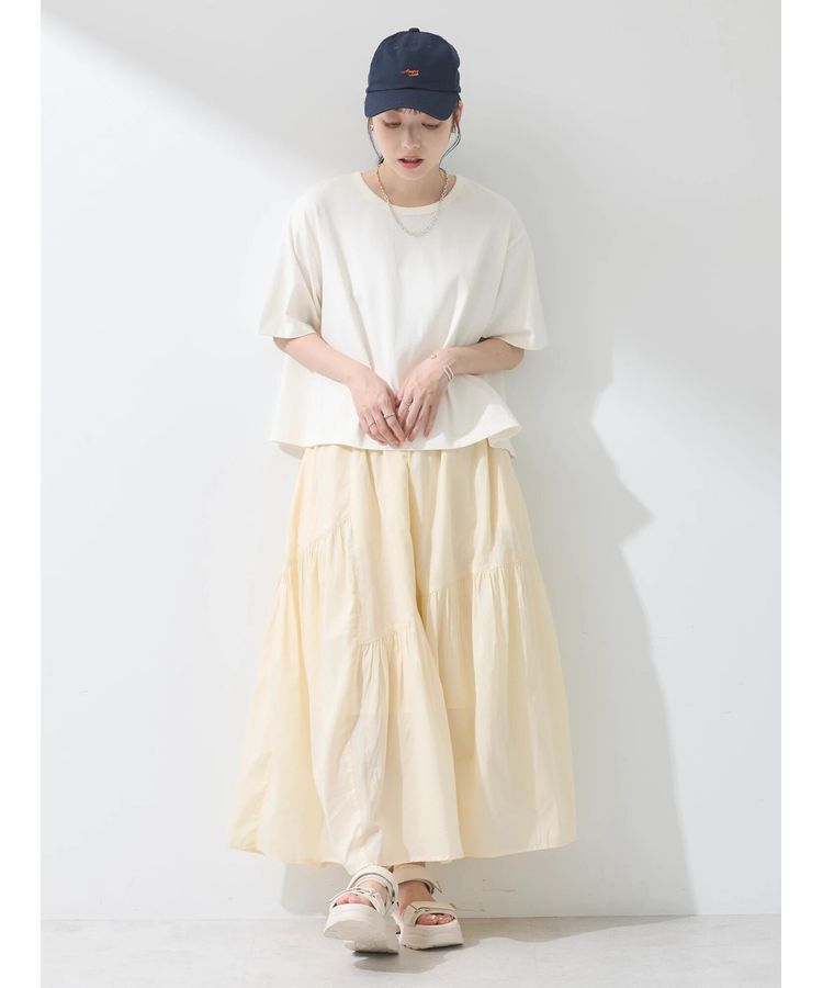 earth music&ecology「コットンボイルランダム切替フレアスカート」|フレア|