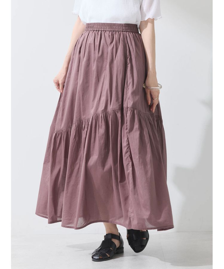 earth music&ecology「コットンボイルランダム切替フレアスカート」|フレア|