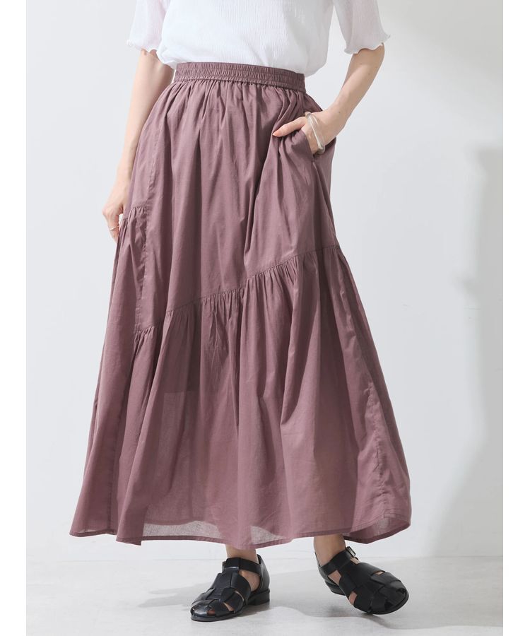 earth music&ecology「コットンボイルランダム切替フレアスカート」|フレア|
