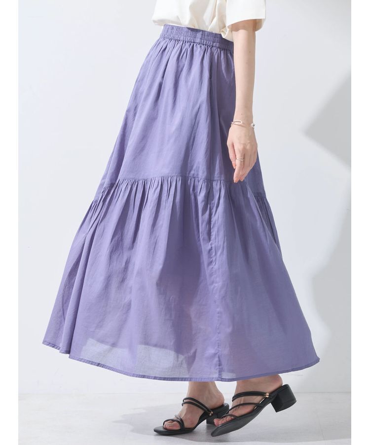 earth music&ecology「コットンボイルランダム切替フレアスカート」|フレア|