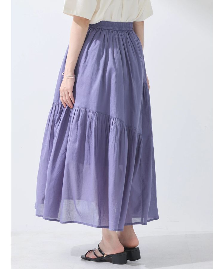 earth music&ecology「コットンボイルランダム切替フレアスカート」|フレア|