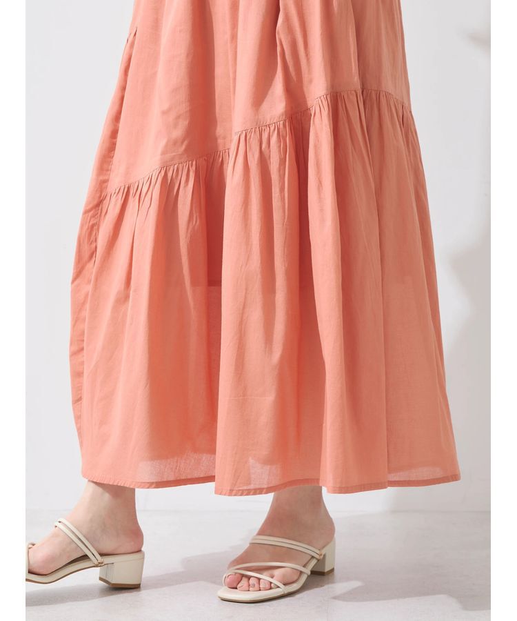 earth music&ecology「コットンボイルランダム切替フレアスカート」|フレア|