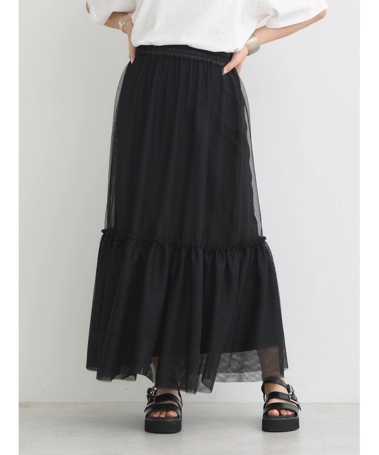 earth music&ecology「Multiwayチュールスカート」|スカート|Black