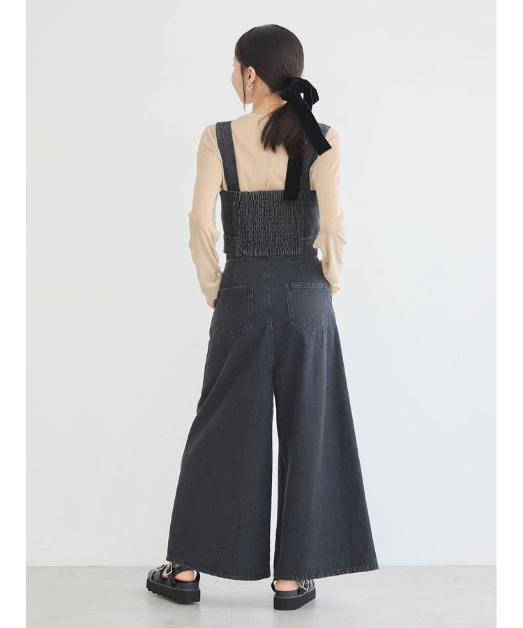 earth music&ecology「ダブルベルトデザインワイドパンツ」|デニム|