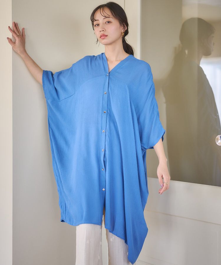 earth music&ecology「レーヨンビッグシャツチュニック」|チュニック|Blue