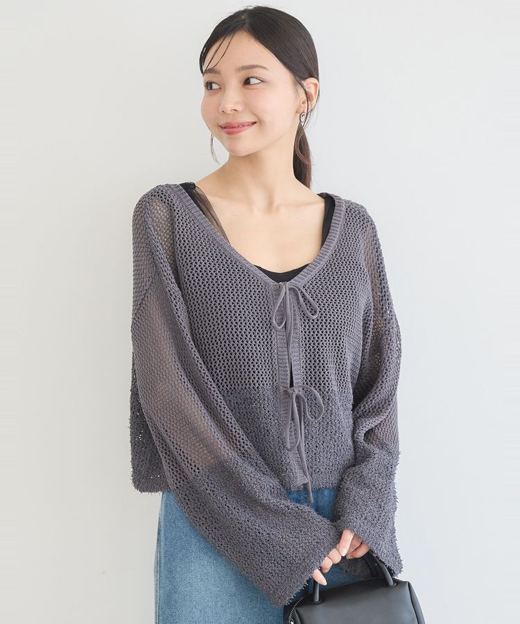 earth music&ecology「カールヤーンメッシュカーディガン」|カーディガン|