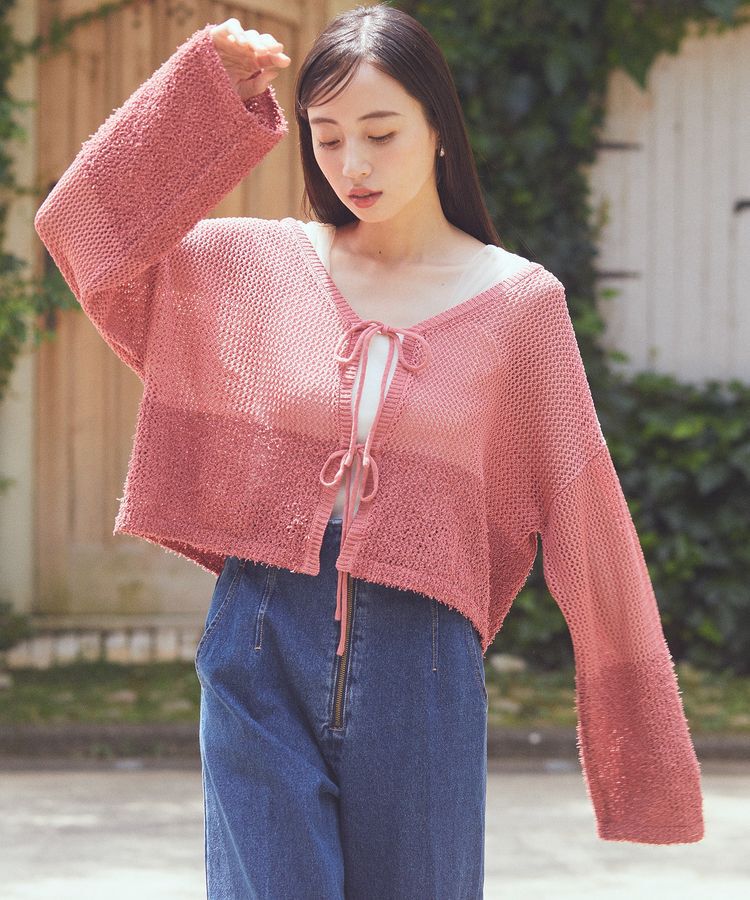 earth music&ecology「カールヤーンメッシュカーディガン」|カーディガン|