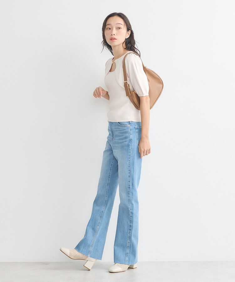 earth music&ecology「セルフカットフレアデニムパンツ」|デニム|