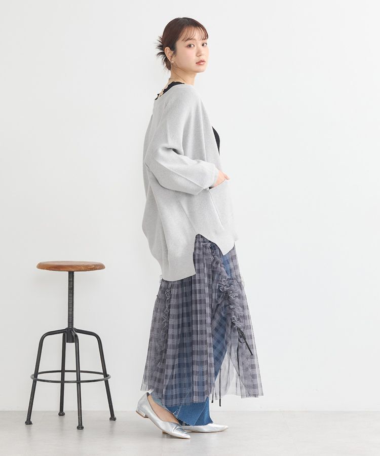 earth music&ecology「チュールアシンメトリーフリルスカート」|フレア|