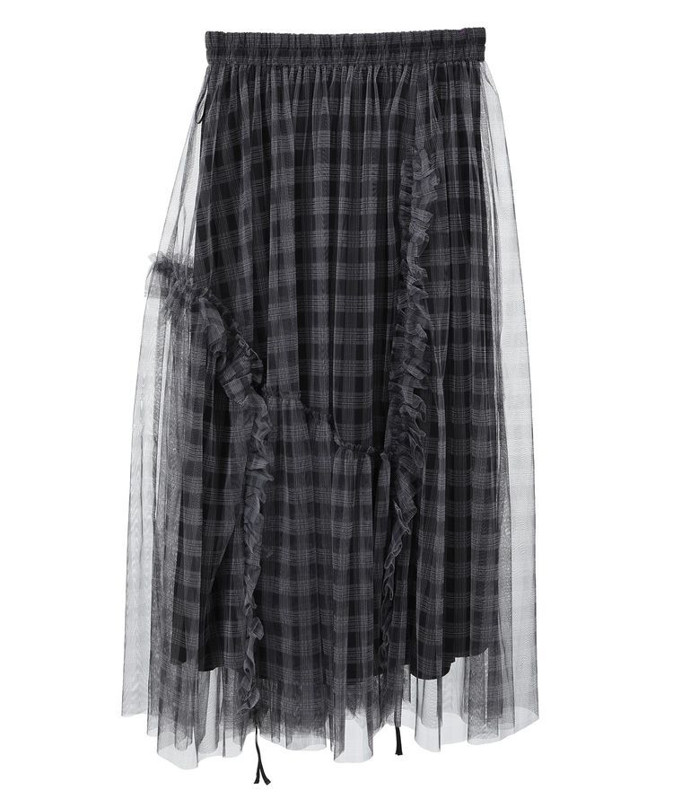 earth music&ecology「チュールアシンメトリーフリルスカート」|フレア|