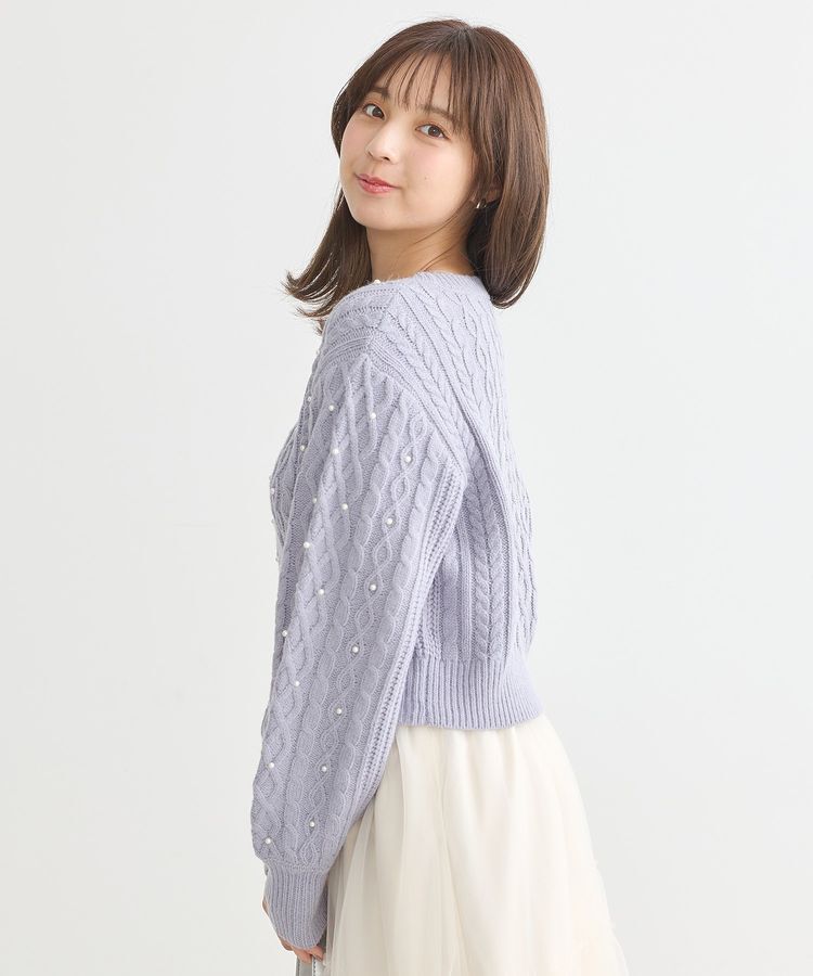 earth music&ecology「パール&ケーブルニットプルオーバー」|ニット・セーター|
