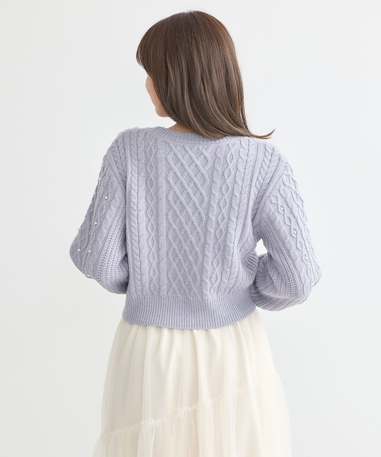 earth music&ecology「パール&ケーブルニットプルオーバー」|ニット・セーター|