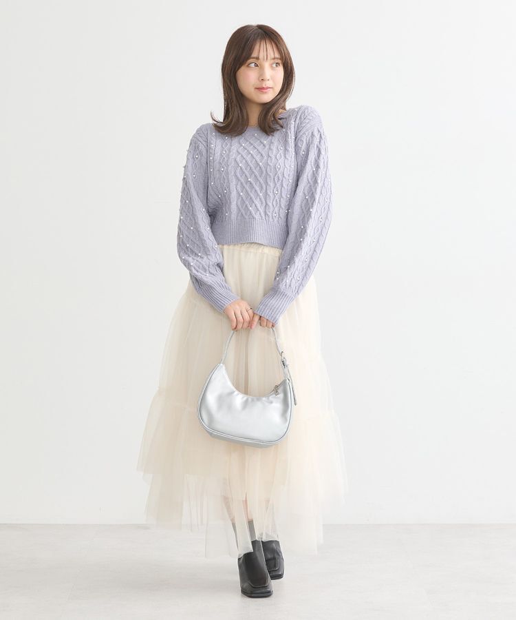 earth music&ecology「パール&ケーブルニットプルオーバー」|ニット・セーター|