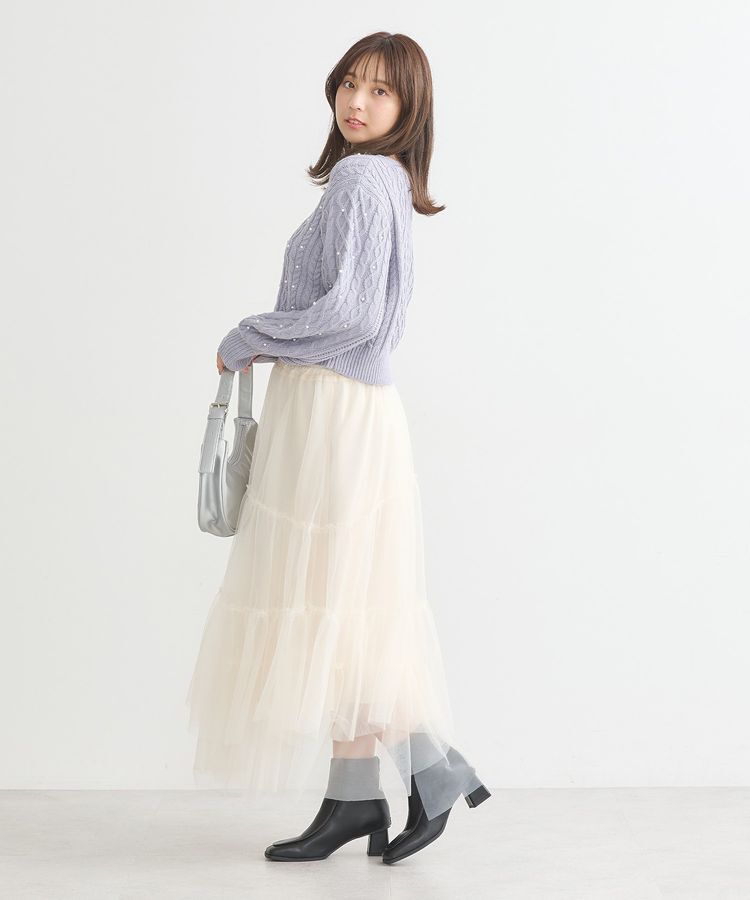 earth music&ecology「パール&ケーブルニットプルオーバー」|ニット・セーター|