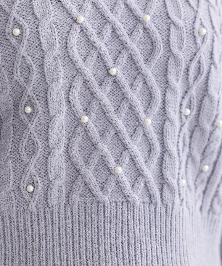 earth music&ecology「パール&ケーブルニットプルオーバー」|ニット・セーター|