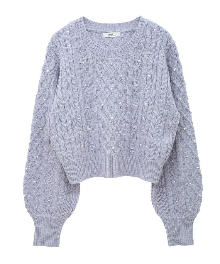 earth music&ecology「パール&ケーブルニットプルオーバー」|ニット・セーター|