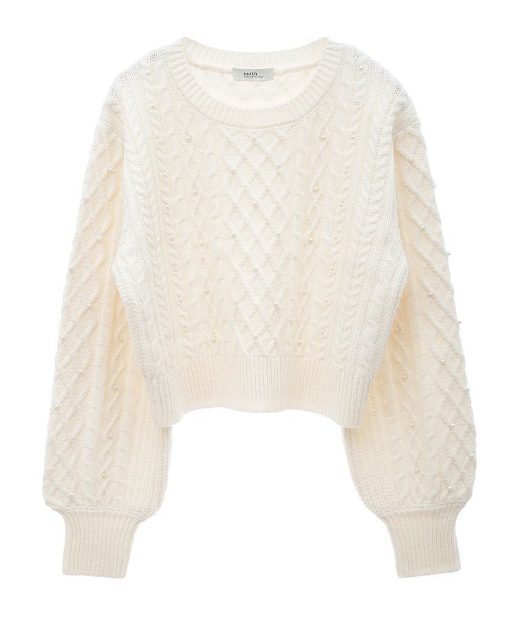 earth music&ecology「パール&ケーブルニットプルオーバー」|ニット・セーター|