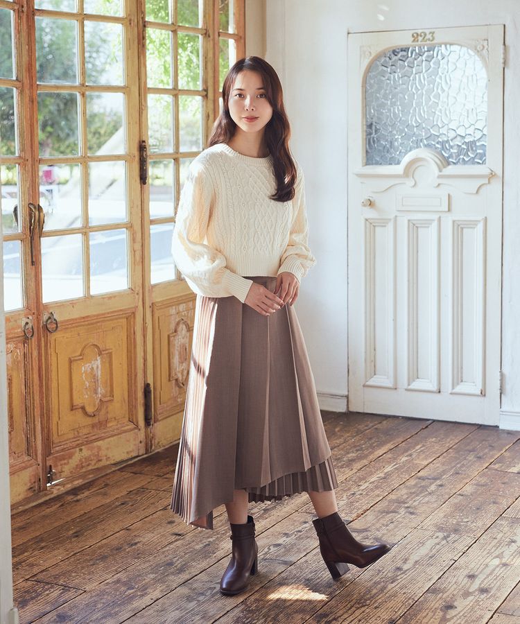 earth music&ecology「パール&ケーブルニットプルオーバー」|ニット・セーター|