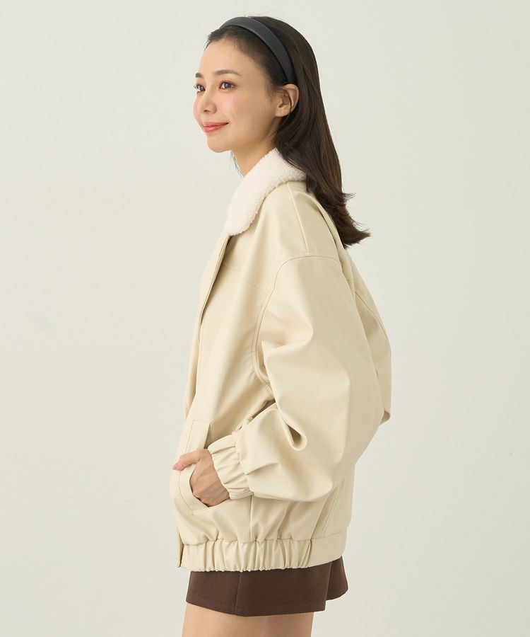 earth music&ecology「ボアテーラードカラーレザーブルゾン」|ブルゾン・スタジャン|