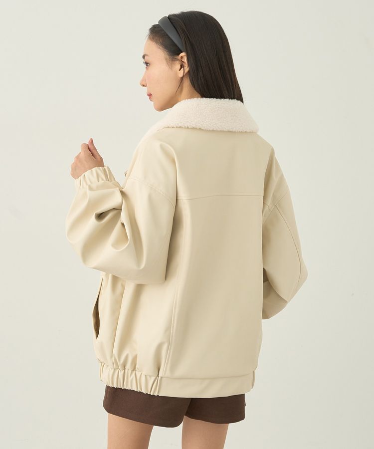 earth music&ecology「ボアテーラードカラーレザーブルゾン」|ブルゾン・スタジャン|