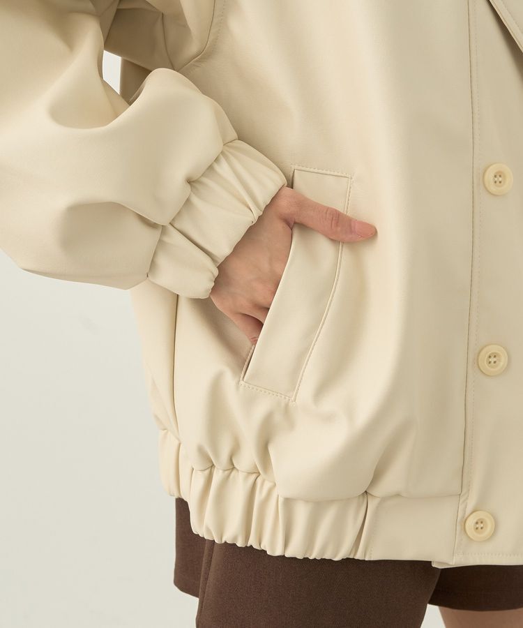 earth music&ecology「ボアテーラードカラーレザーブルゾン」|ブルゾン・スタジャン|