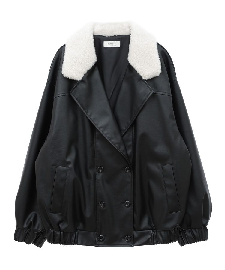 earth music&ecology「ボアテーラードカラーレザーブルゾン」|ブルゾン・スタジャン|