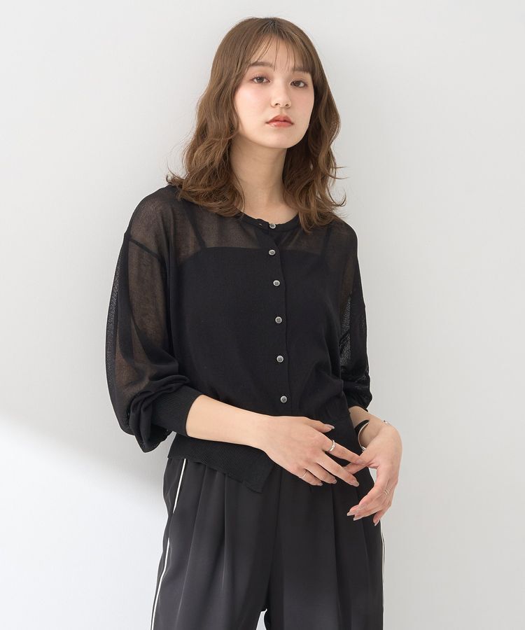 earth music&ecology「接触冷感シアークルーニットカーディガン」|カーディガン|