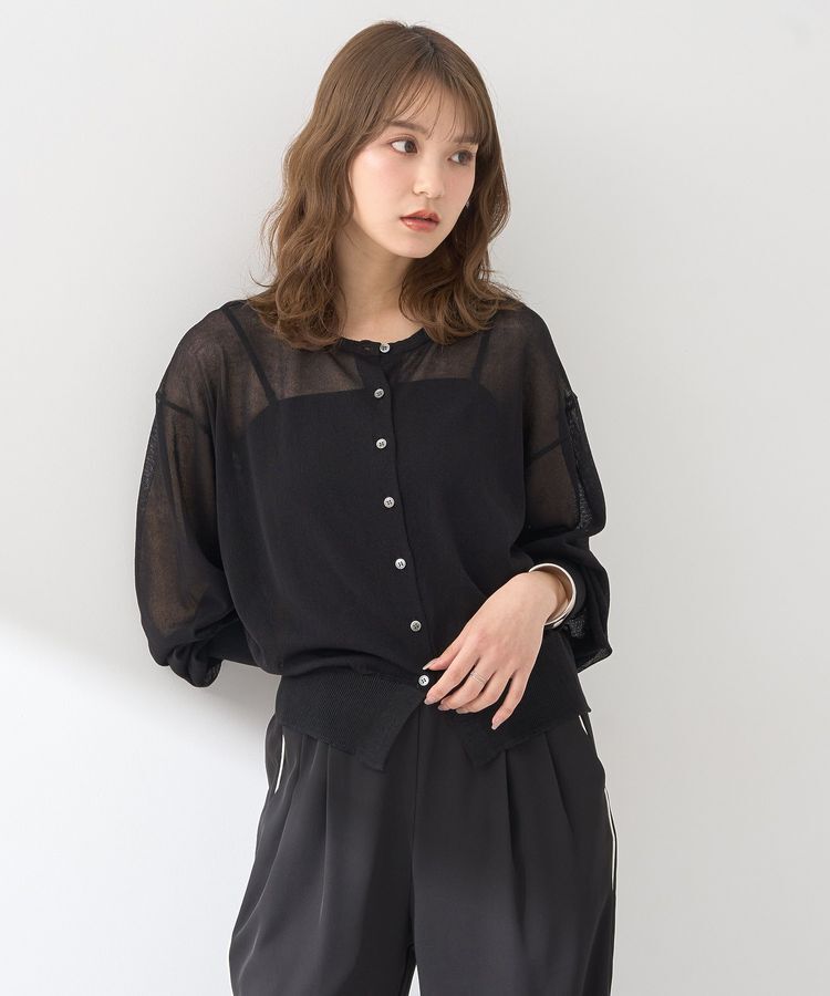 earth music&ecology「接触冷感シアークルーニットカーディガン」|カーディガン|