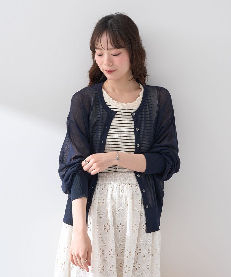 earth music&ecology「接触冷感シアークルーニットカーディガン」|カーディガン|