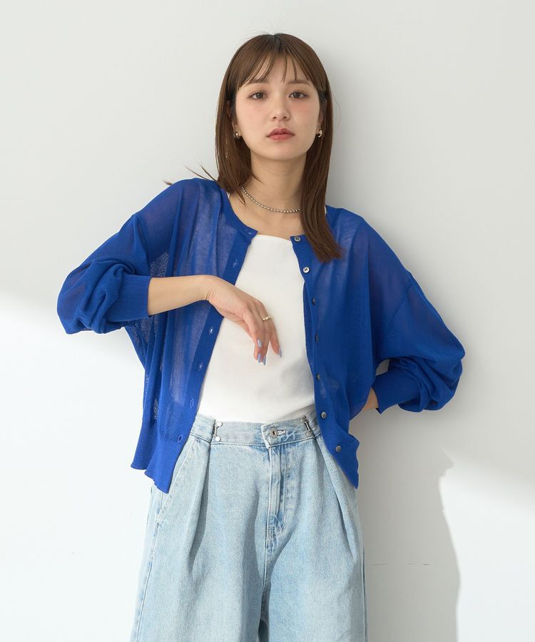 earth music&ecology「接触冷感シアークルーニットカーディガン」|カーディガン|