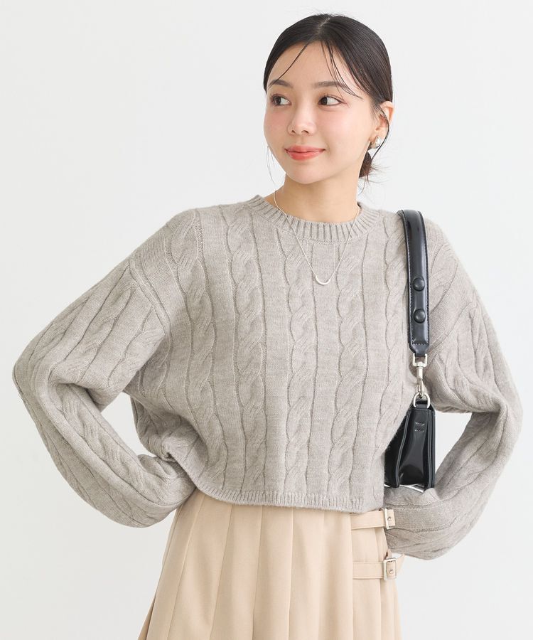 earth music&ecology「ケーブルニットプルオーバー」|ニット・セーター|Gray