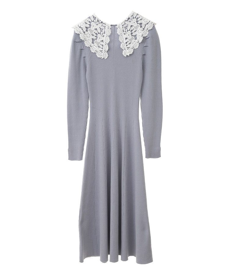 earth music&ecology「襟レースニットワンピース」|ワンピース|