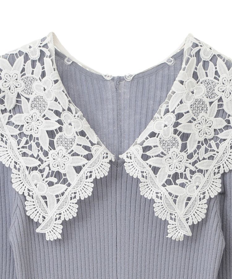 earth music&ecology「襟レースニットワンピース」|ワンピース|